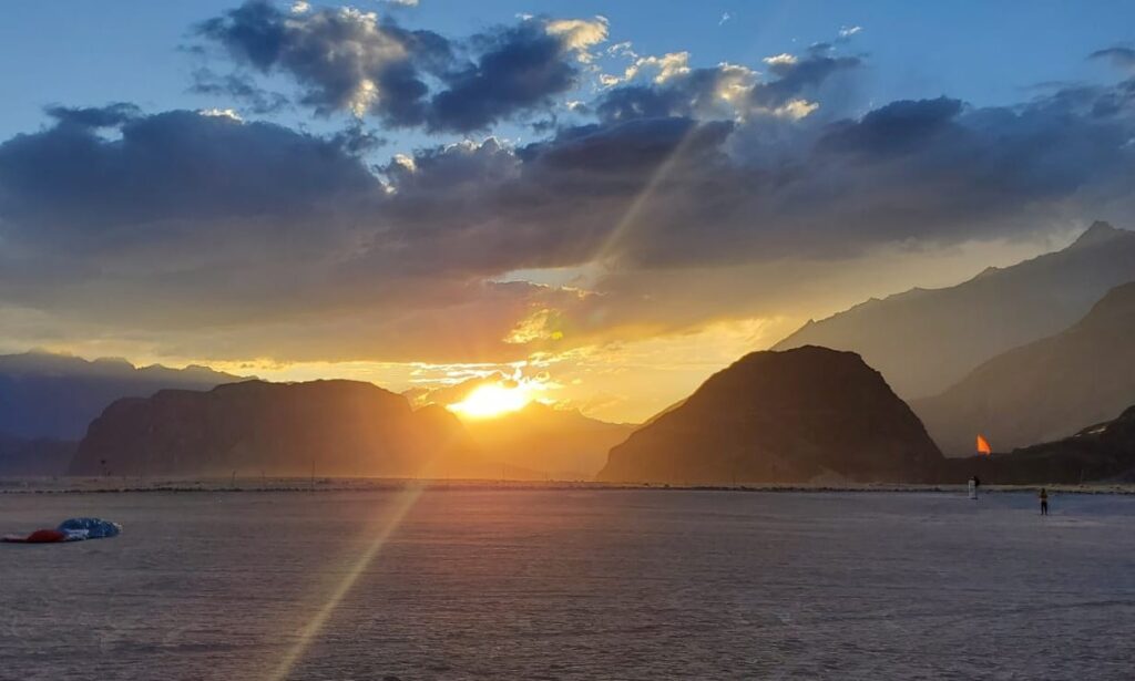 sunset at cold desert in Skardu Pakistan
